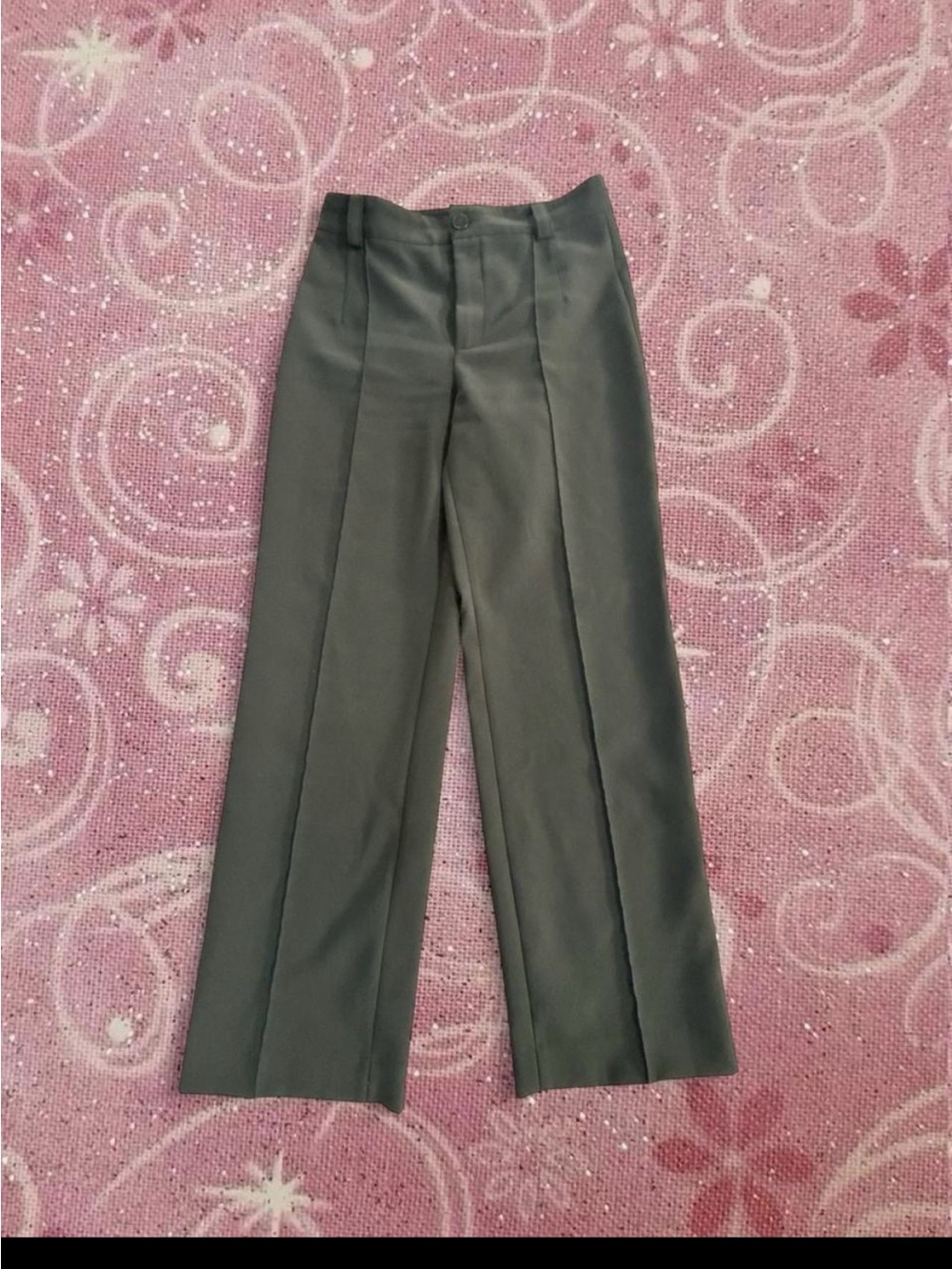 Zara Hunter Green Wide-Leg High-Rise Trousers